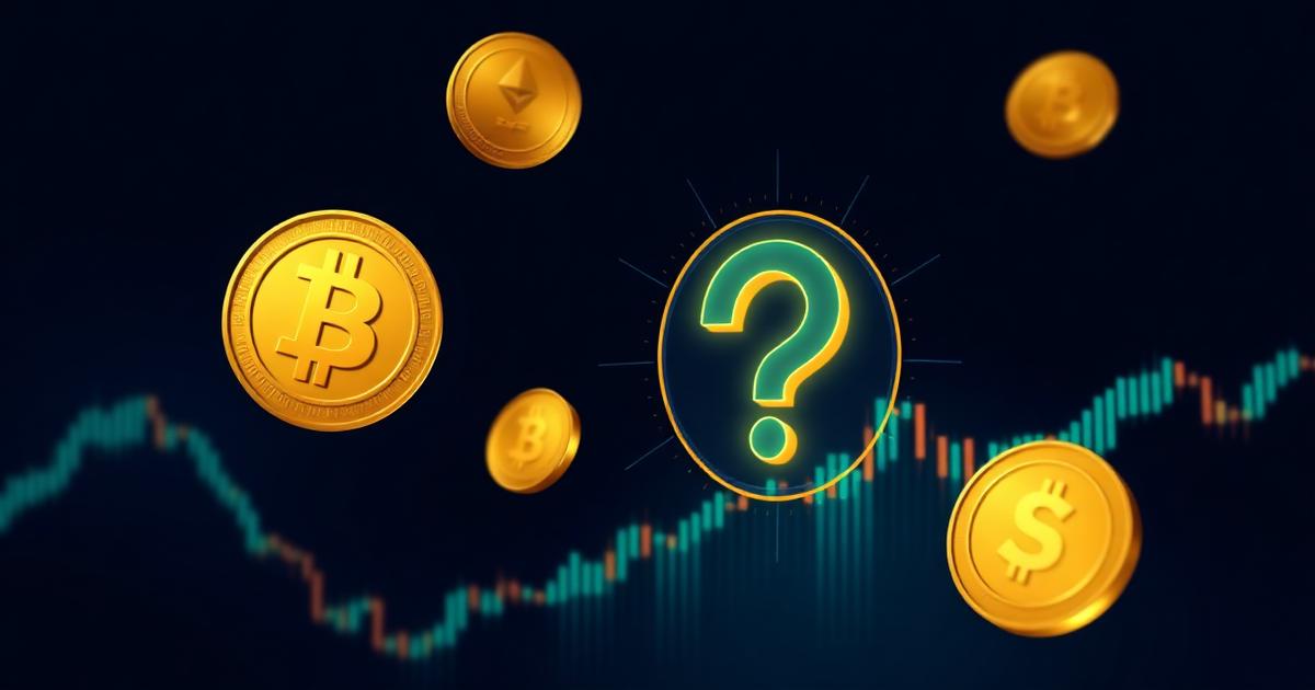 Cryptocurrency trading FAQ hero – Bitcoin, Ethereum and USD coins around a glowing question mark