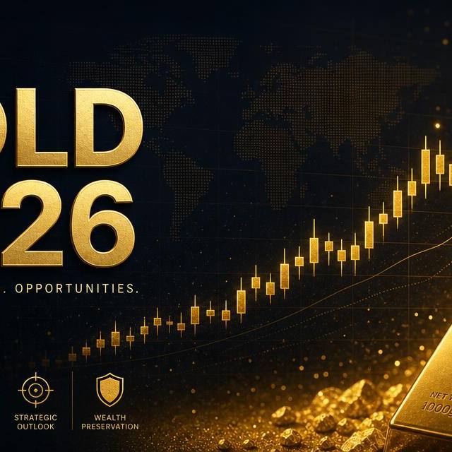 Gold 2026 price forecast chart with rising candlesticks and gold bars