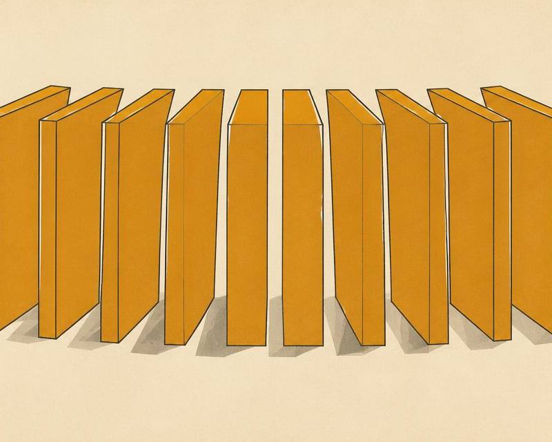 Editorial illustration of a single amber block sliced into ten equal slabs, representing NVIDIA's ten-for-one stock split