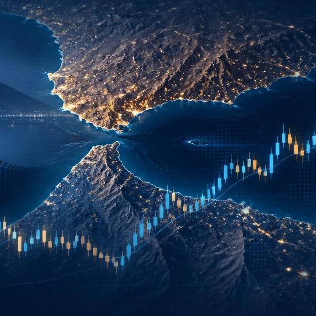 Map of the Strait of Gibraltar and the Spain-Morocco border overlaid with a EUR/USD candlestick chart
