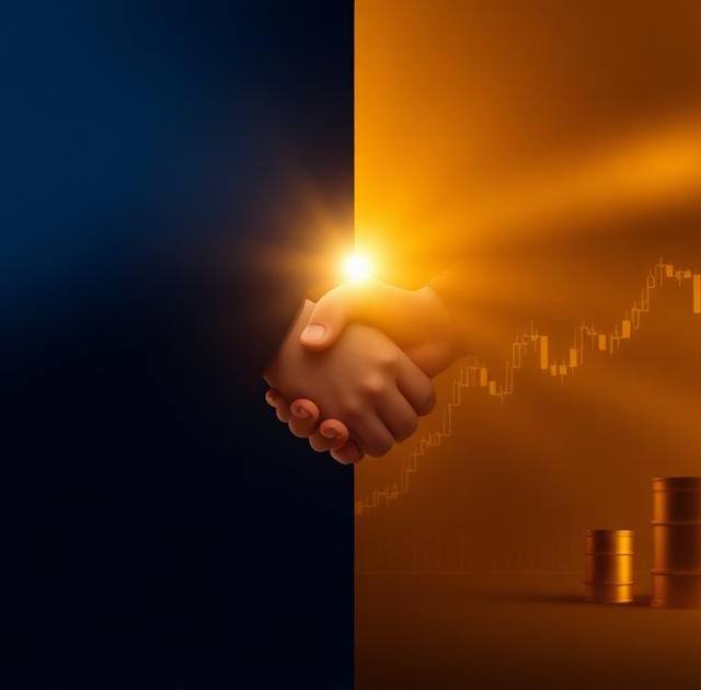 Split composition symbolising Iran-Israel ceasefire market impact with oil barrels and stock chart