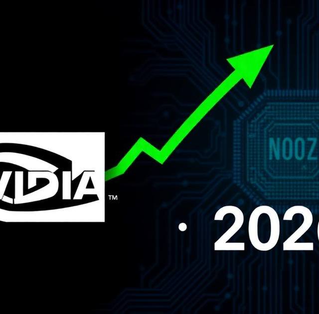 NVIDIA logo with ascending green stock chart and 2026 on a dark tech background