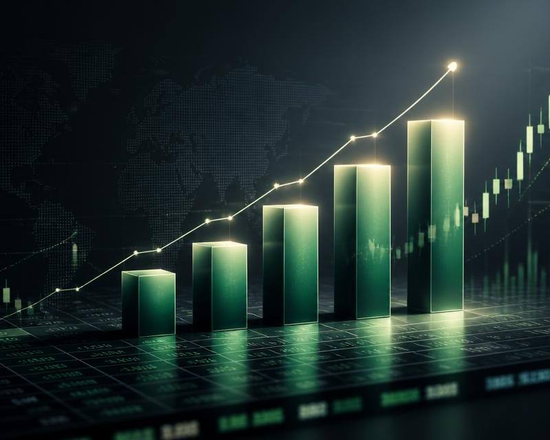 Rising quarterly earnings bar chart illustrating Palantir Q2 2026 revenue and EPS results